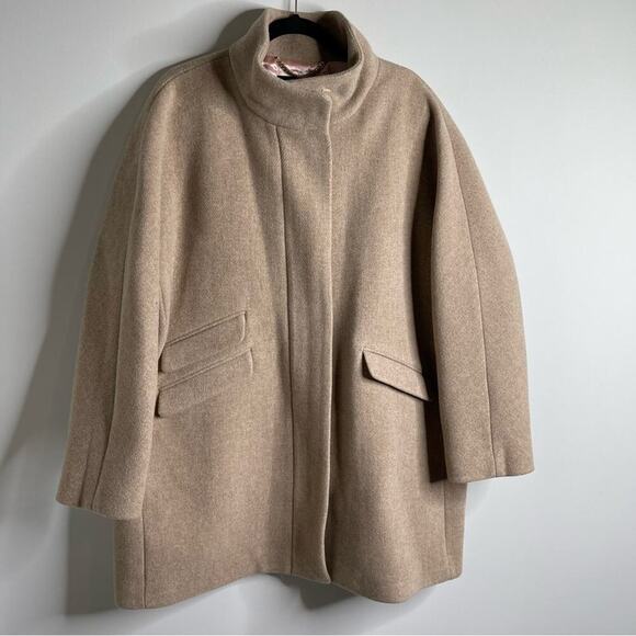 J Crew cocoon coat in Italian stadium cloth wool‎ sandstone size 22 - Picture 4 of 10
